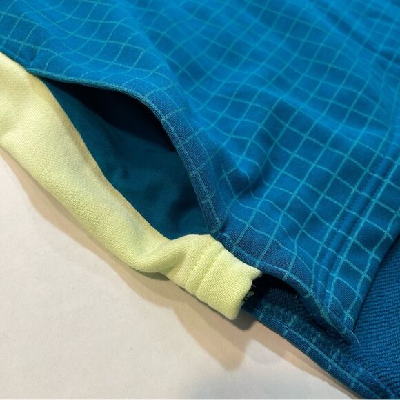 Nike Hoodie Teal Blue Green Grid Windowpane Pattern Kangaroo Pocket, Youth XL - Picture 5 of 10